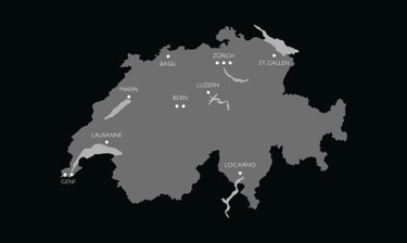 Schweizer Karte mit Globus Standorten Schweizer Karte mit Globus Standorten